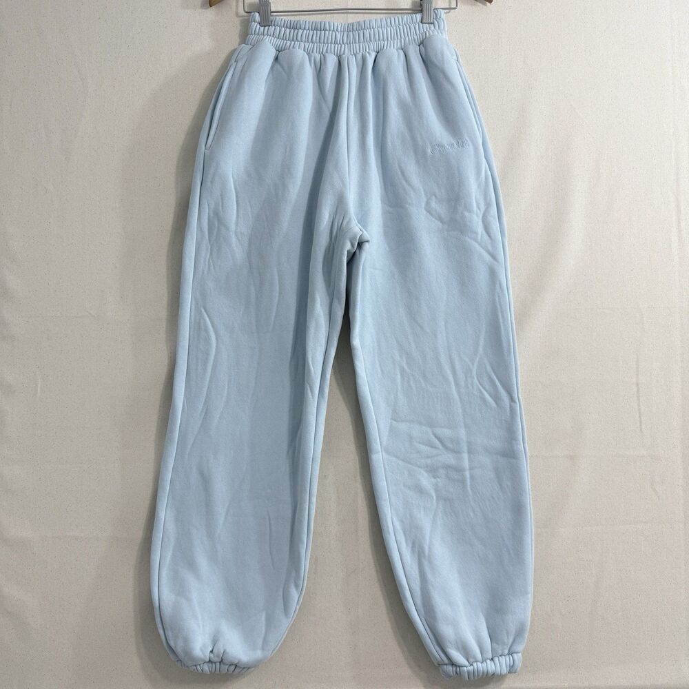 Comfrt Women’s Light/Pastel Blue Fleece Sweatpants Small Pockets